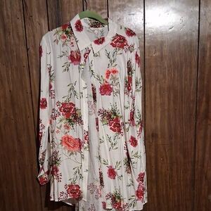 Krazy Kat Floral Blouse - Red and Cream